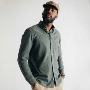 Taylor Stitch Jack LS Shirt Deep Sea Seersucker Green 40 Men's Button Cotton